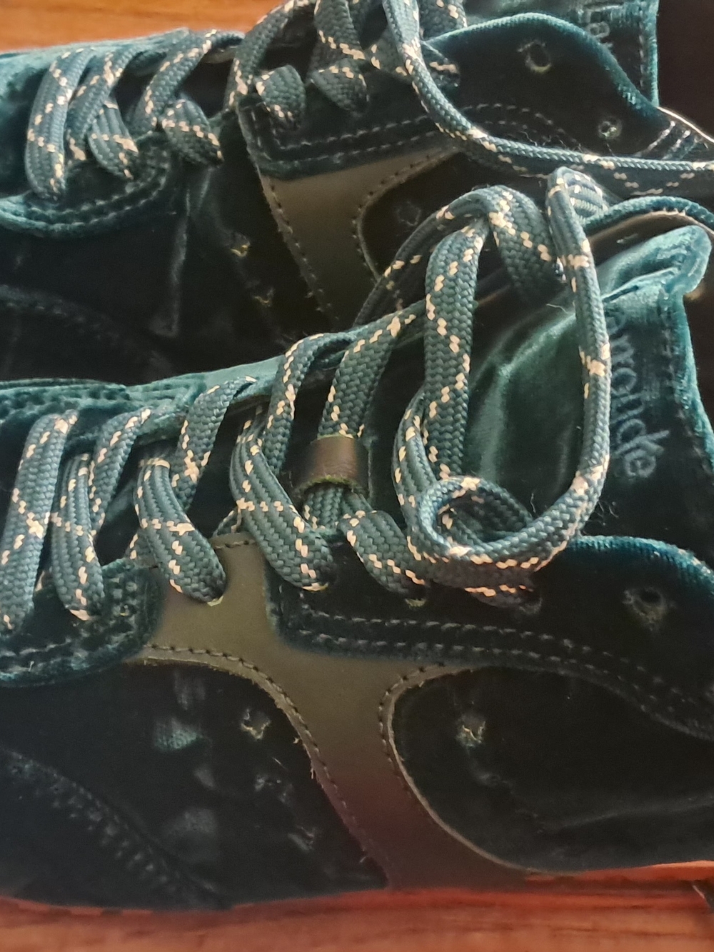 Women's Teal Velvet High-Top Sneakers